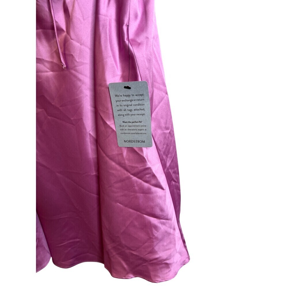 ASTR The Label Orchid Pink Satin Mini Dress Ruched Tie Front Size XL NWT - Picture 5 of 6